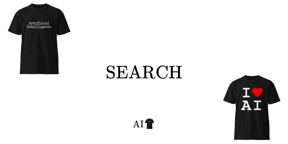 Search suggestions from the AI shirt shop.