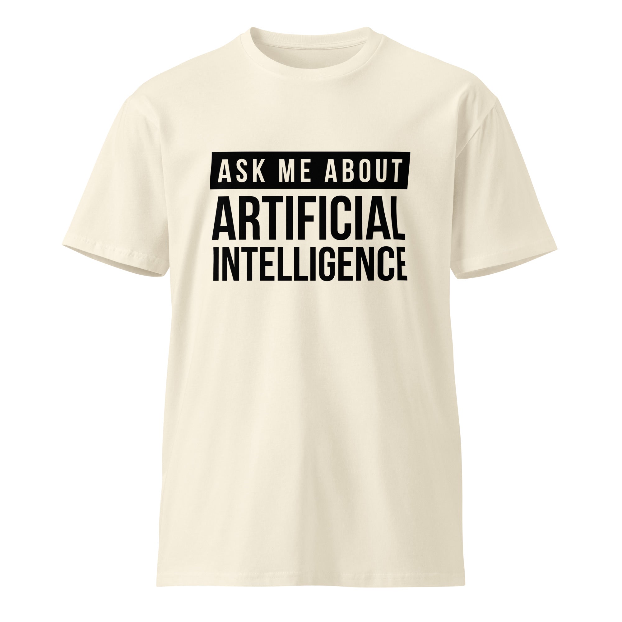 Image of the Ask Me About AI T-Shirt.
