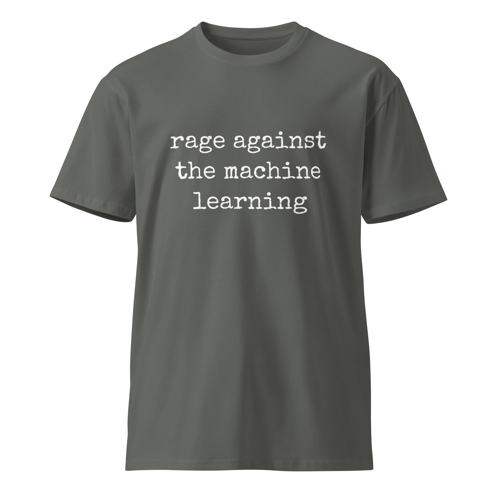 Image of the rage against the machine learning T-Shirt.