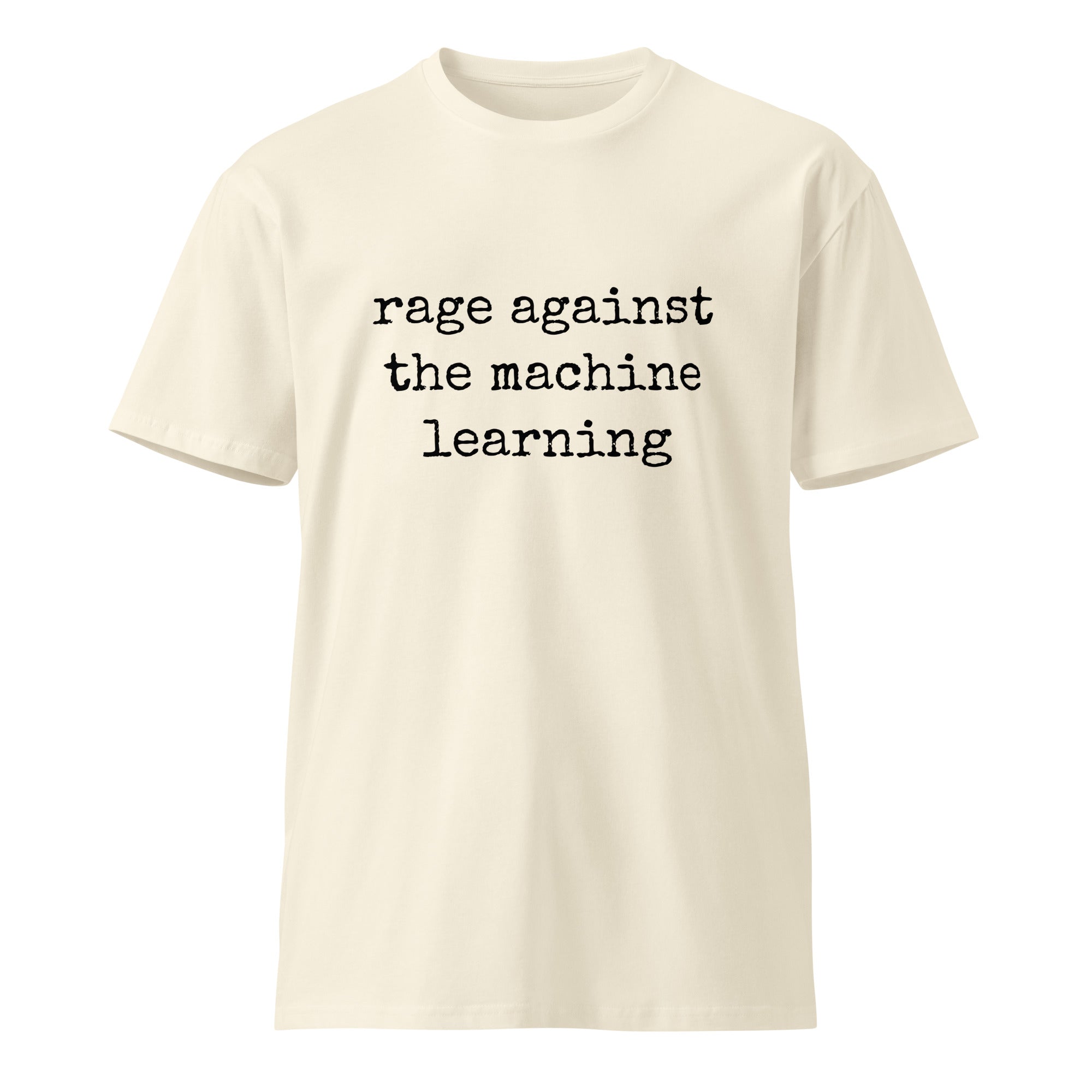 Image of the rage against the machine learning T-Shirt.